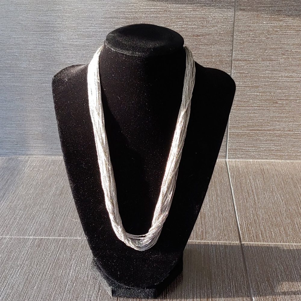 Multi Strand Adjustable Silver Chain Necklace. - image 1